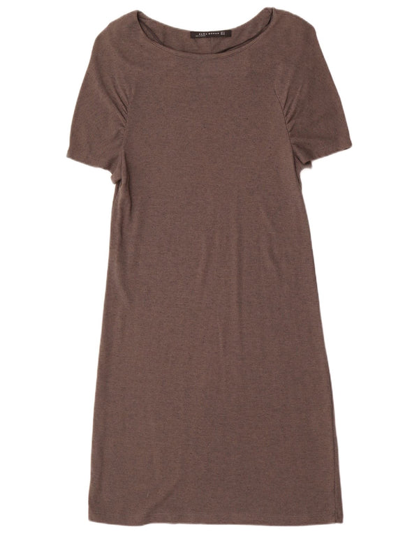Zara Vestido estilo camiseta con alas de murciélago para mujer UK 40 Viscosa gris medio