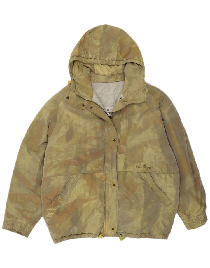 Cerruti 1881 Chaqueta acolchada extragrande con capucha para mujer IT 46 Large Khaki