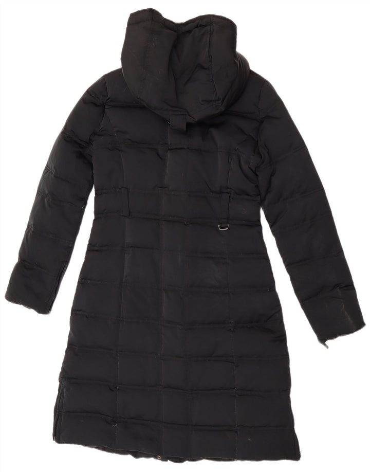Zara Mujer Abrigo Acolchado Con Capucha UK 42 Medium Nylon Negro