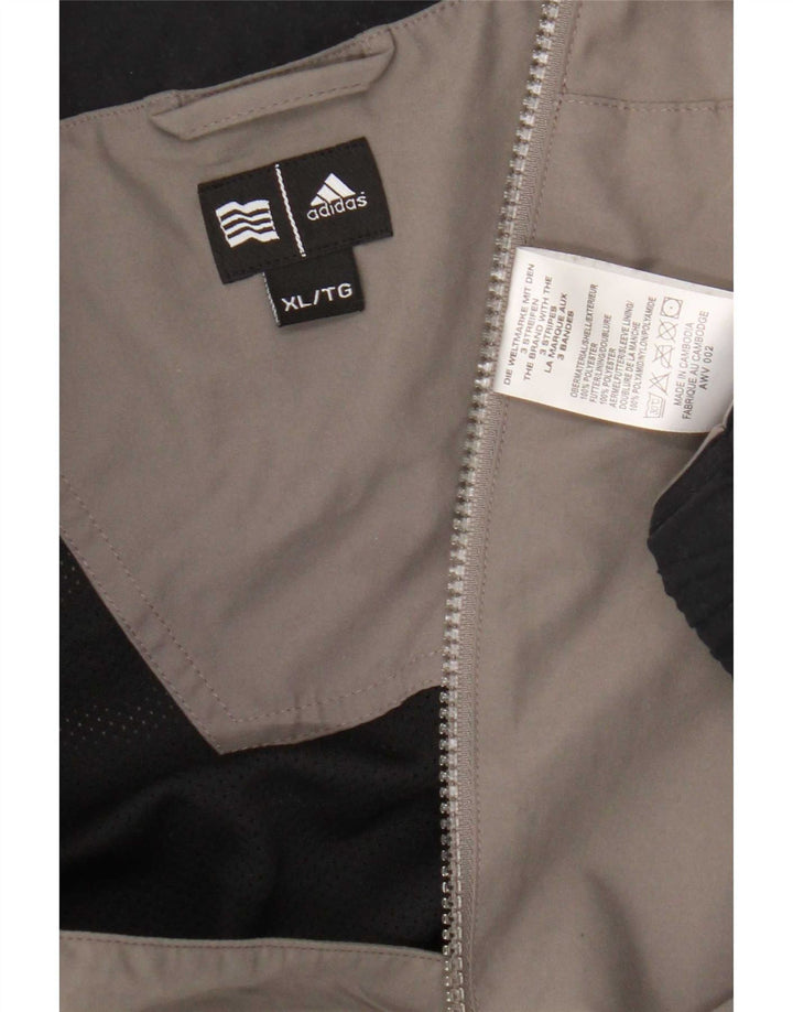 Adidas Hombre Zip Neck Pullover Chándal Top XL Gris Colorblock Poliéster