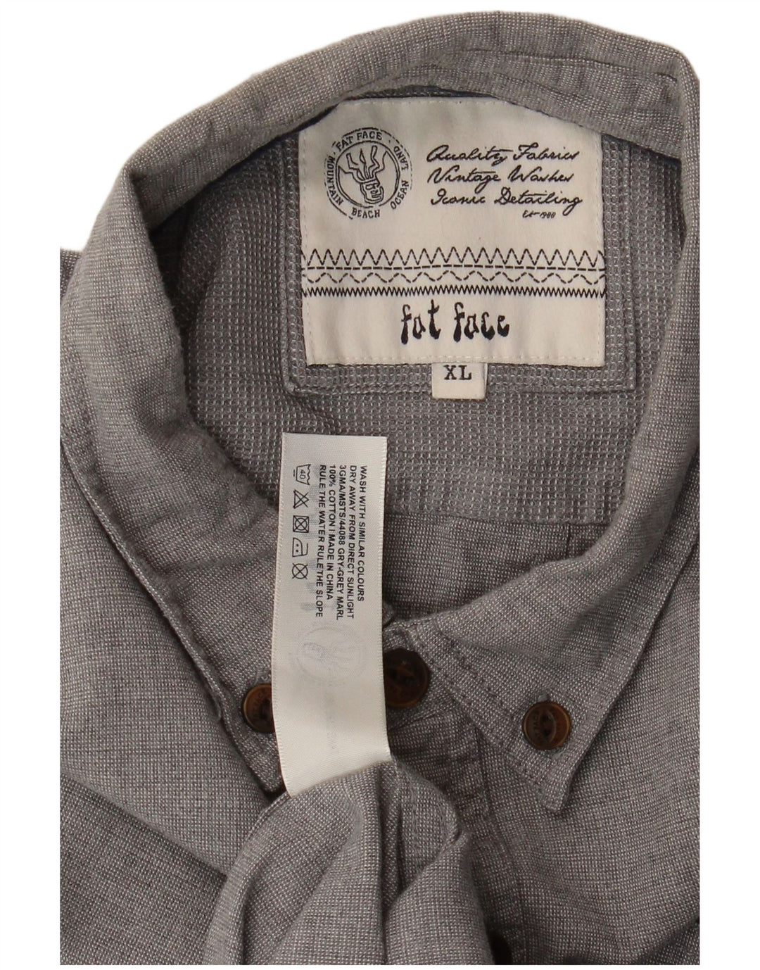 Camisa Hombre Fat Face XL Algodón Gris