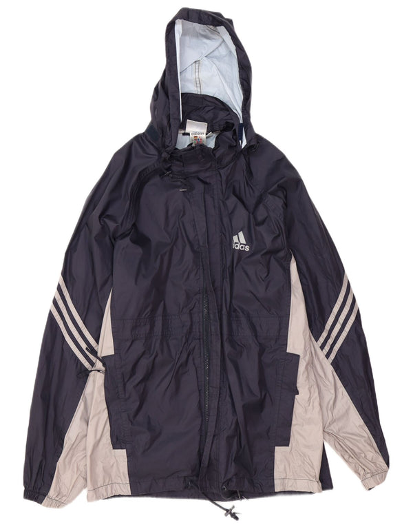 ADIDAS Chaqueta impermeable con capucha para hombre UK 38/40 Medium Azul marino Colorblock