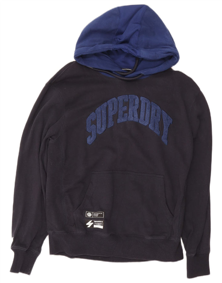 Superdry Jersey con capucha gráfica para hombre XL Algodón azul marino