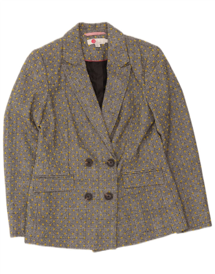 Boden Chaqueta tipo blazer con doble botonadura para mujer UK 10 Small Grey Spotted Wool