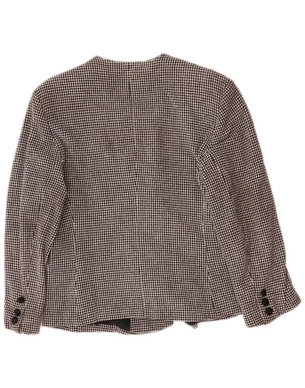 Vintage mujer doble pecho Blazer chaqueta Reino Unido 14 mediano negro Houndstooth