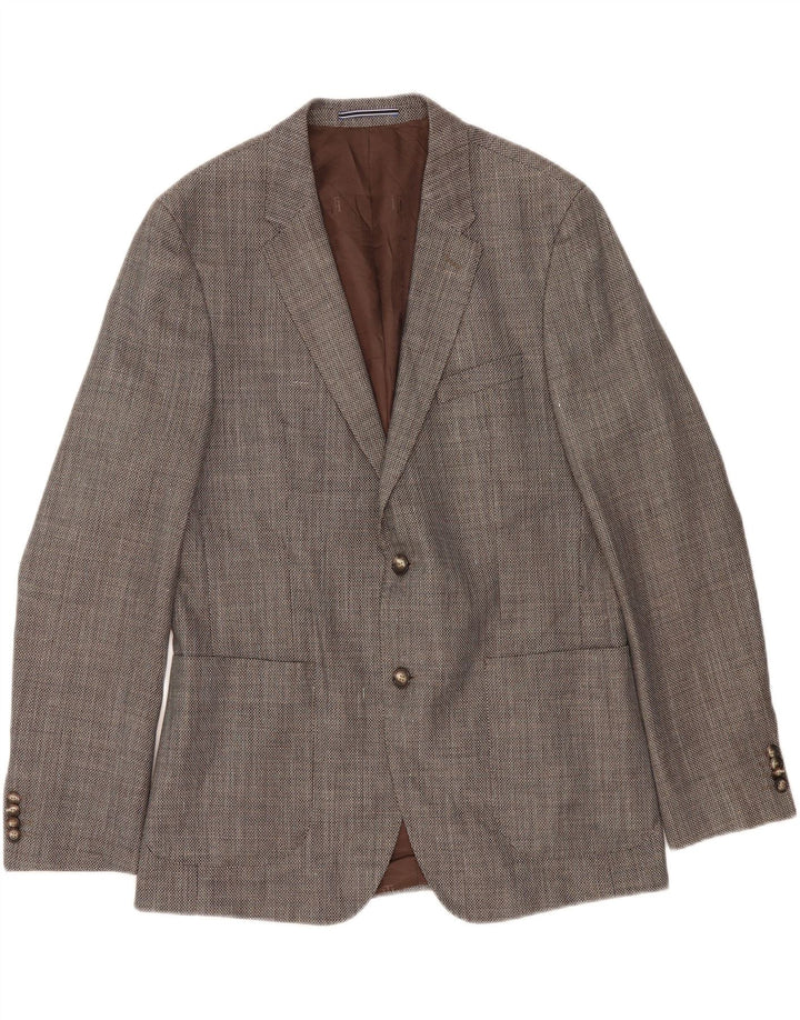 TOMMY HILFIGER Chaqueta tipo blazer de 2 botones a medida para hombre IT 52 XL Lana gris
