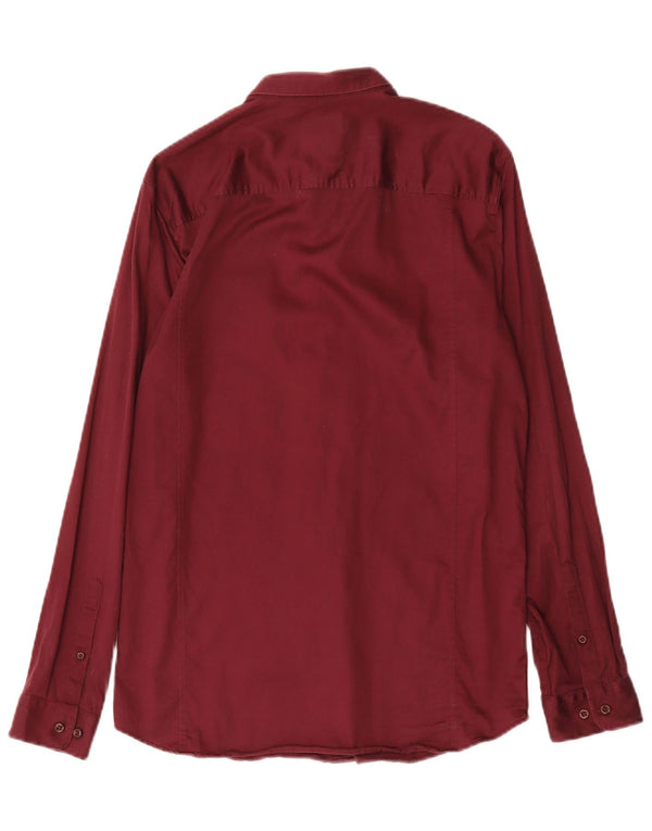 Camisa Jack & Jones para hombre talla 40 mediana algodón burdeos