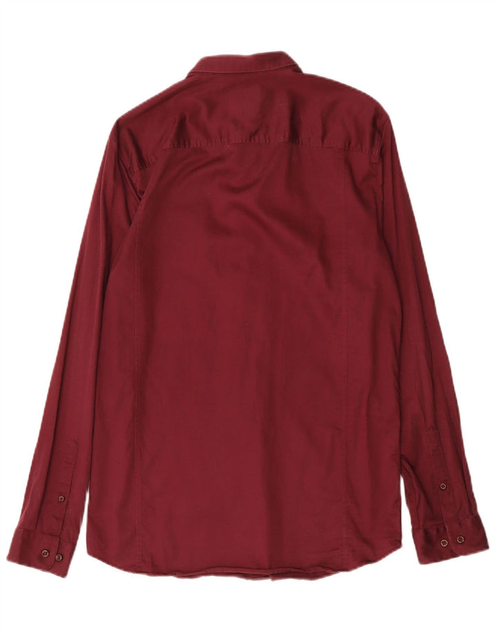 Camisa Jack & Jones para hombre talla 40 mediana algodón burdeos