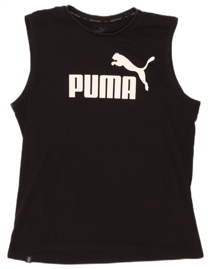Puma Hombre Gráfico Chaleco Top Grande Algodón Negro
