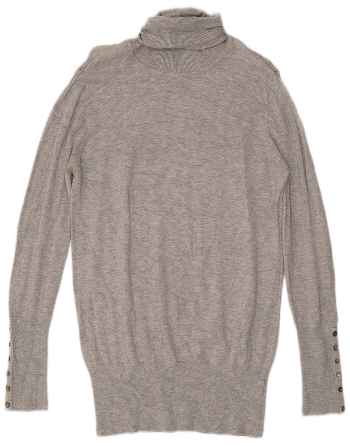 Zara - Jersey con cuello vuelto para mujer, talla 40, talla grande, rayón gris