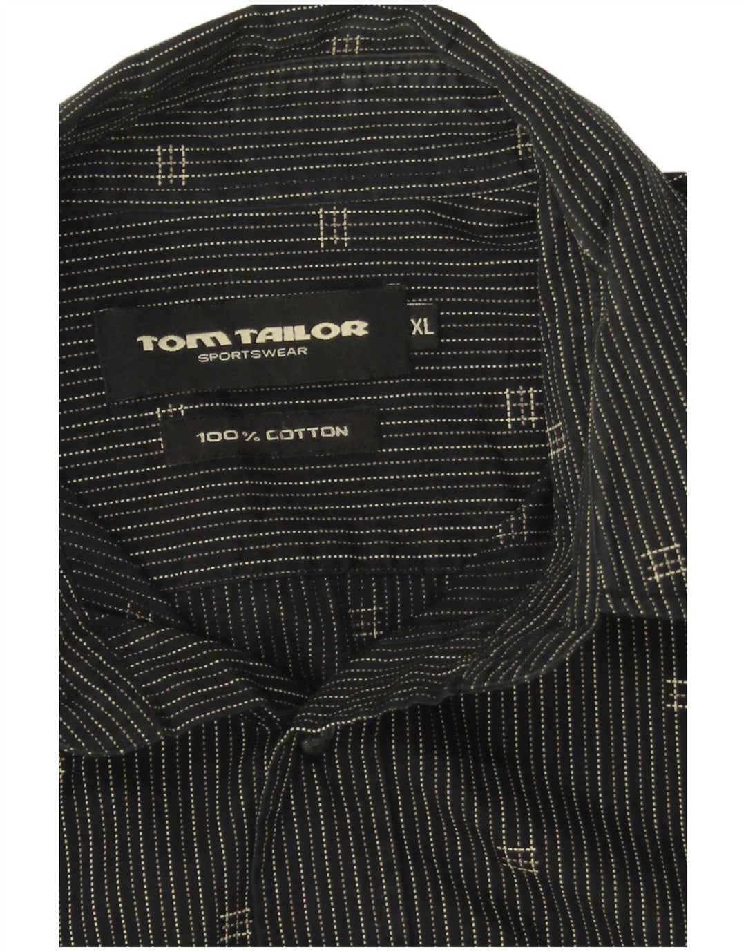 TOM TAILOR Camisa para hombre XL Algodón a rayas negras