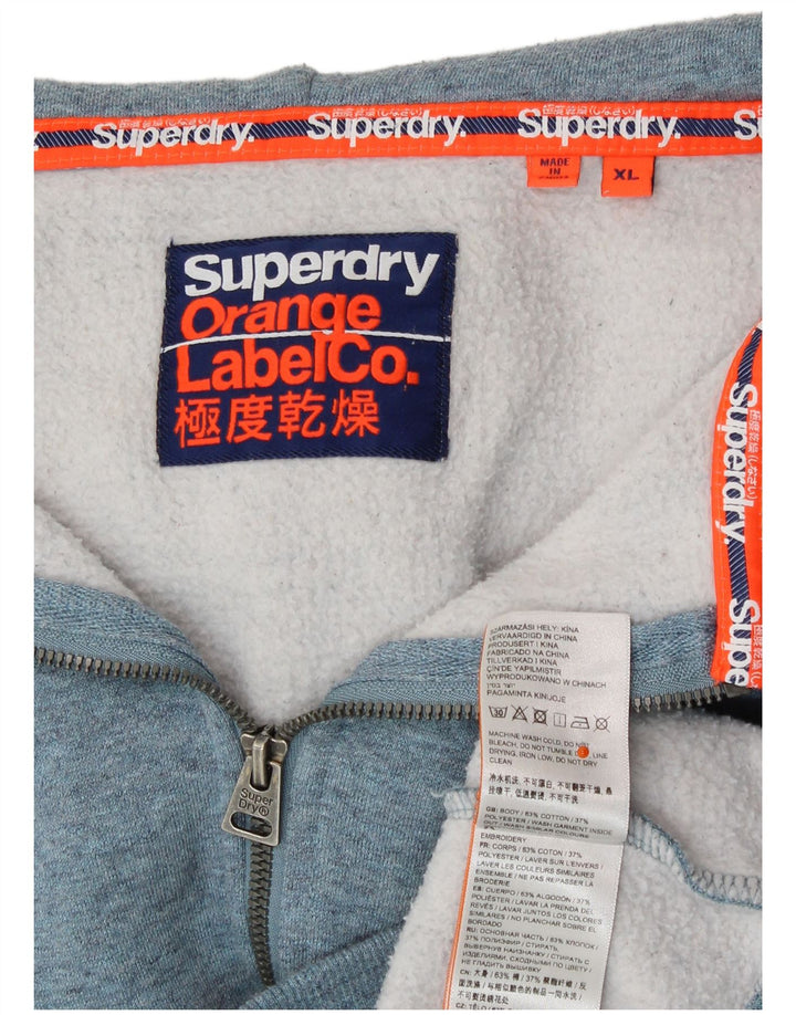 SUPERDRY Sudadera con capucha y cremallera para hombre XL Algodón azul