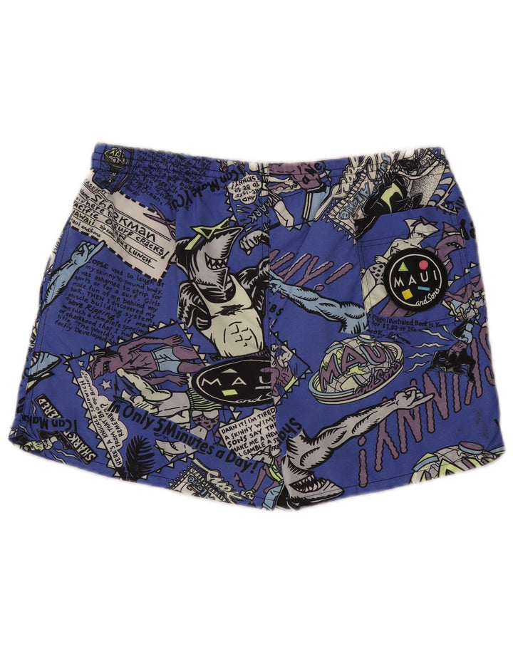Maui and Sons Bañador para hombre con estampado gráfico de nailon azul medio