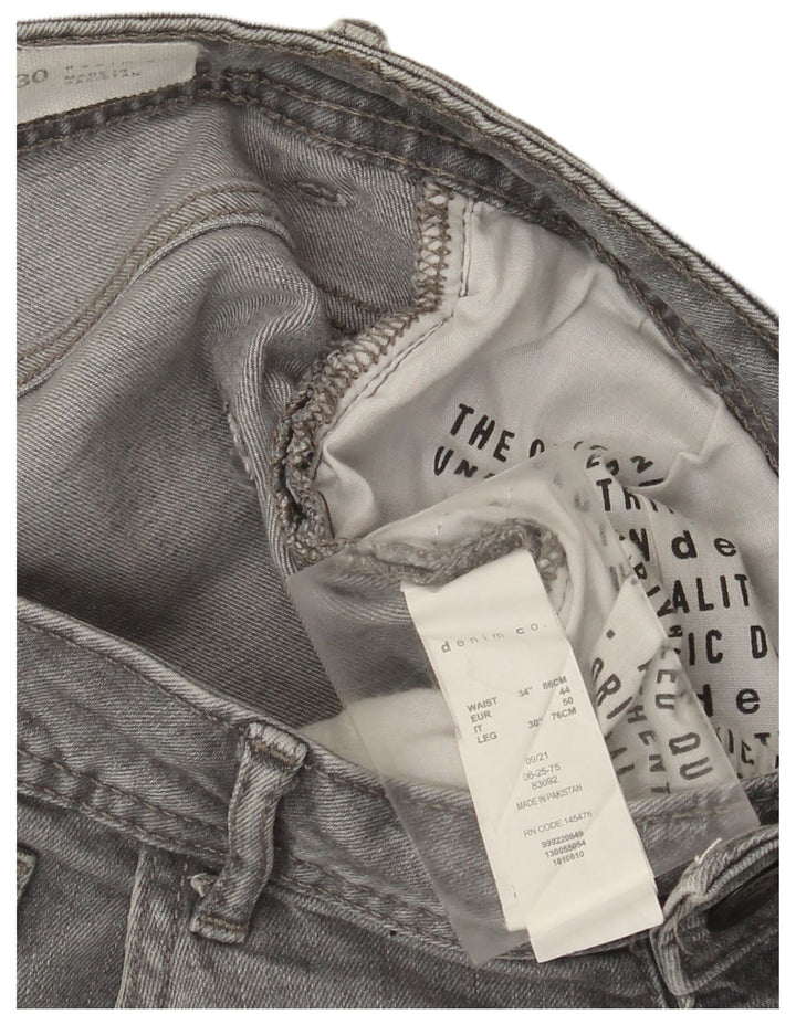 Denim & Co Vaqueros ajustados para hombre W34 L30 Algodón gris
