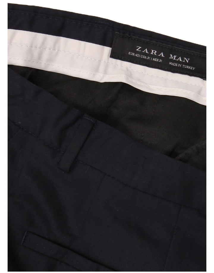 Zara Pantalón de traje ajustado para hombre EU 40 Medium W31 L36 Azul marino