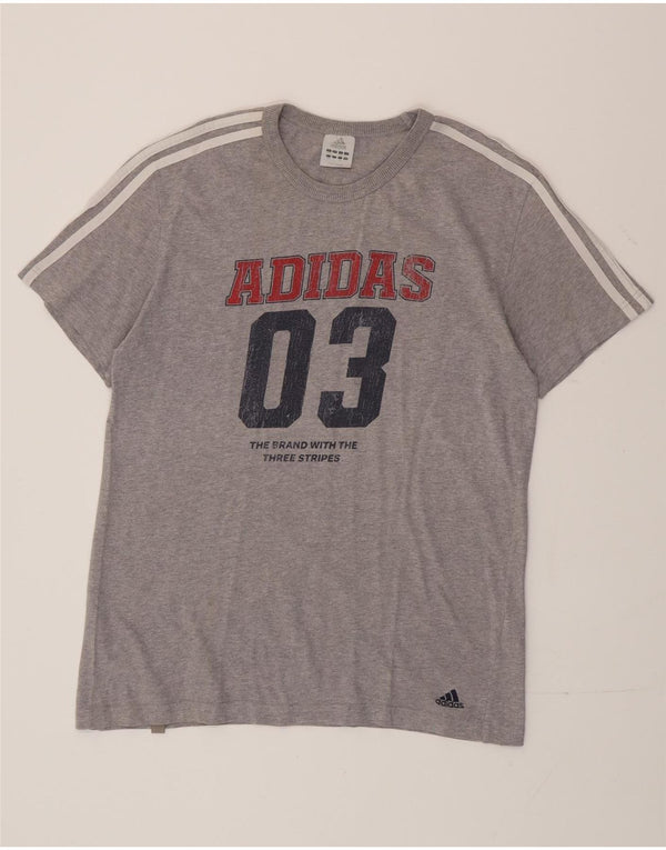 Adidas Camiseta gráfica para hombre Top UK 42/44 Grande Gris Algodón