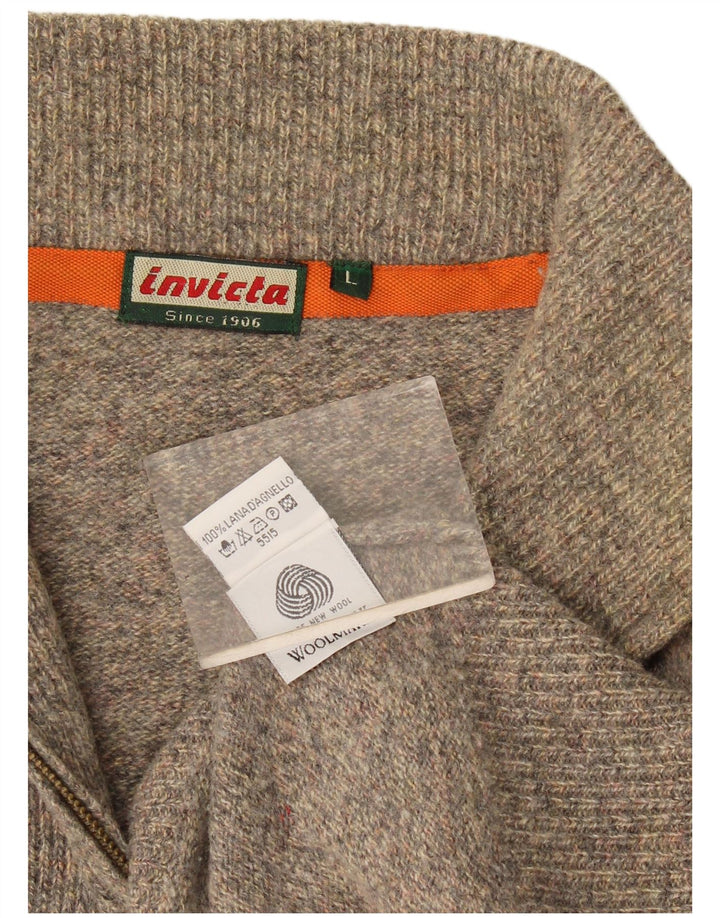 Suéter tipo jersey con cuello y cremallera para hombre Invicta Lana moteada gris grande