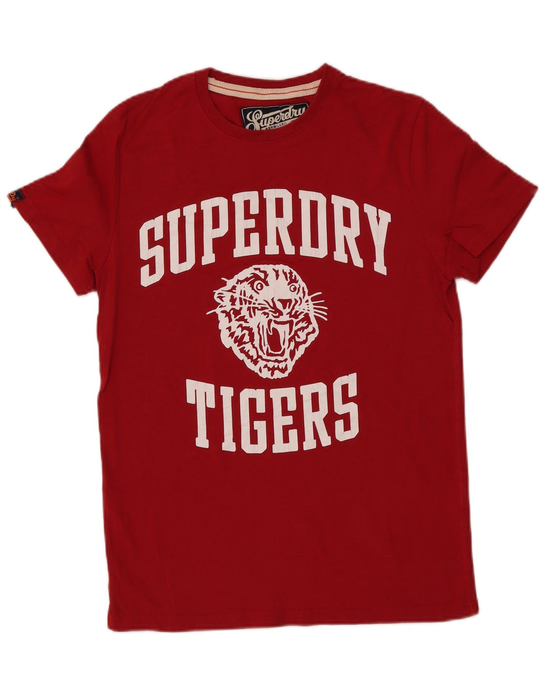 Superdry Camiseta con gráfico Tigers para hombre, parte superior de algodón rojo mediano