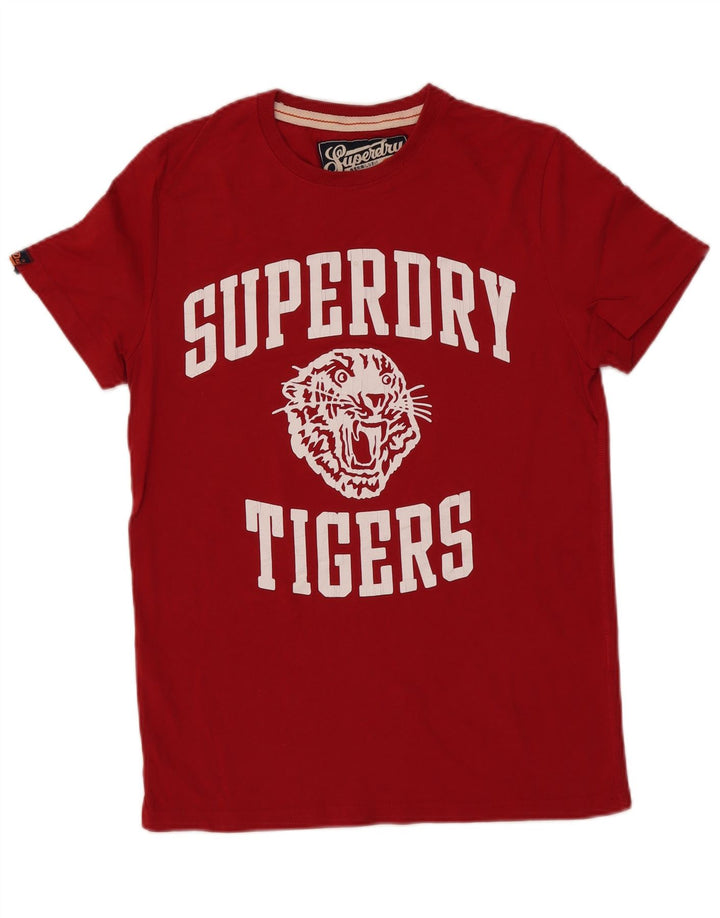 Superdry Camiseta con gráfico Tigers para hombre, parte superior de algodón rojo mediano