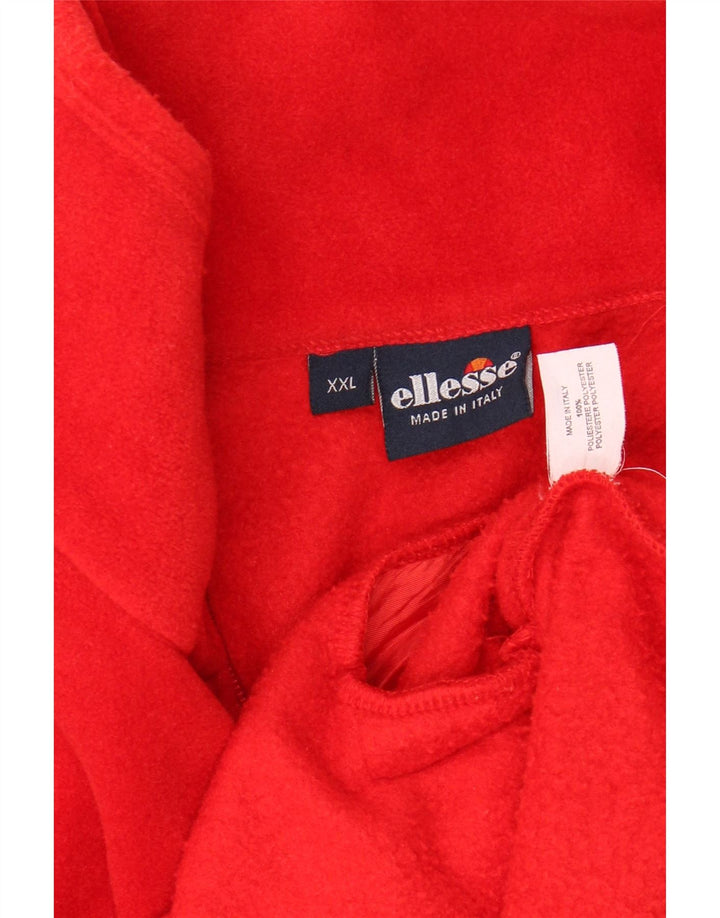 ELLESSE Jersey polar con cuello y cremallera para hombre 2XL Poliéster rojo