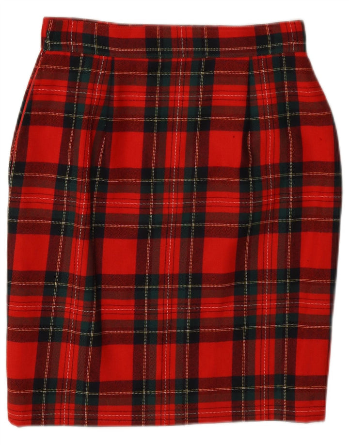 Falda lápiz vintage para mujer W26 cuadros rojos pequeños