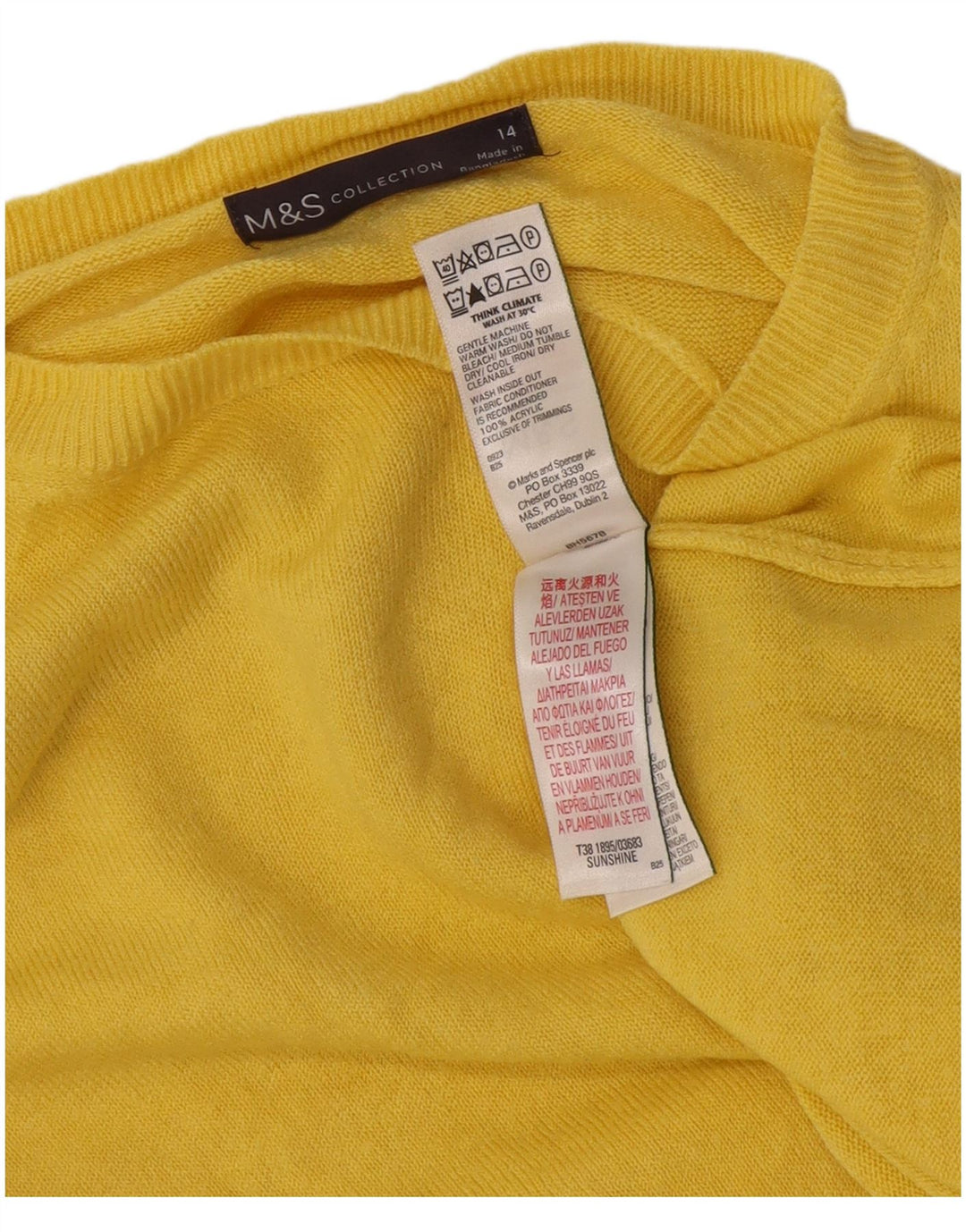 Marks & Spencer - Jersey con cuello barco para mujer, talla 40, color amarillo mediano