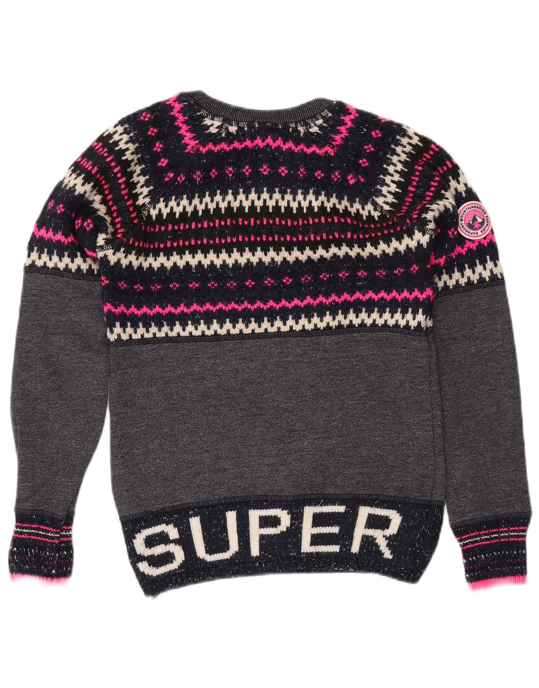 SUPERDRY Suéter tipo jersey con cuello redondo para mujer UK 6 XS Azul marino Fair Isle