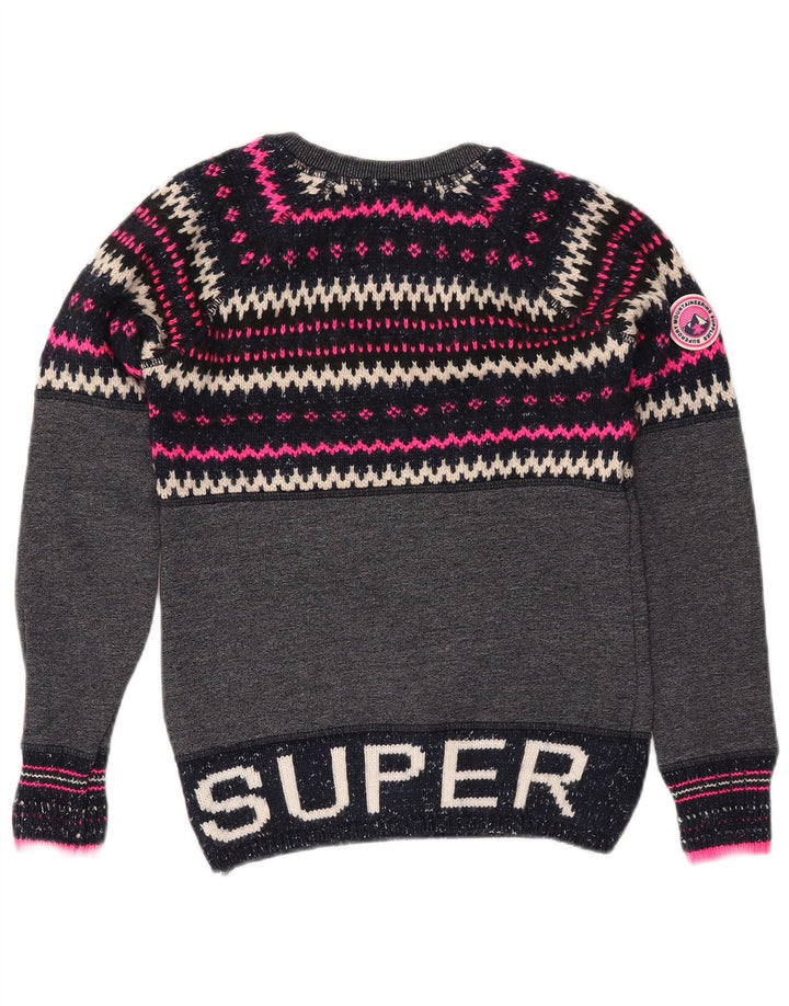 SUPERDRY Suéter tipo jersey con cuello redondo para mujer UK 6 XS Azul marino Fair Isle