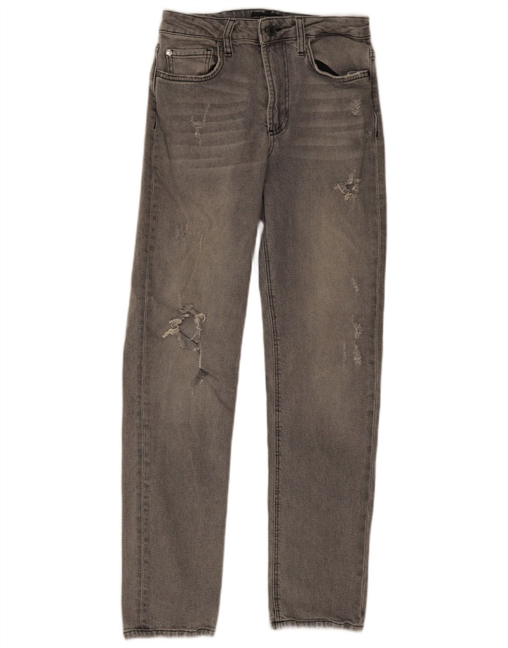 Guess Jeans Ajustados Rectos Desgastados Para Mujer W27 L28 Poliéster Gris