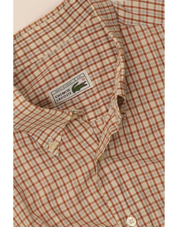 Camisa Lacoste Hombre Manga Corta 2XL Marrón Cuadros