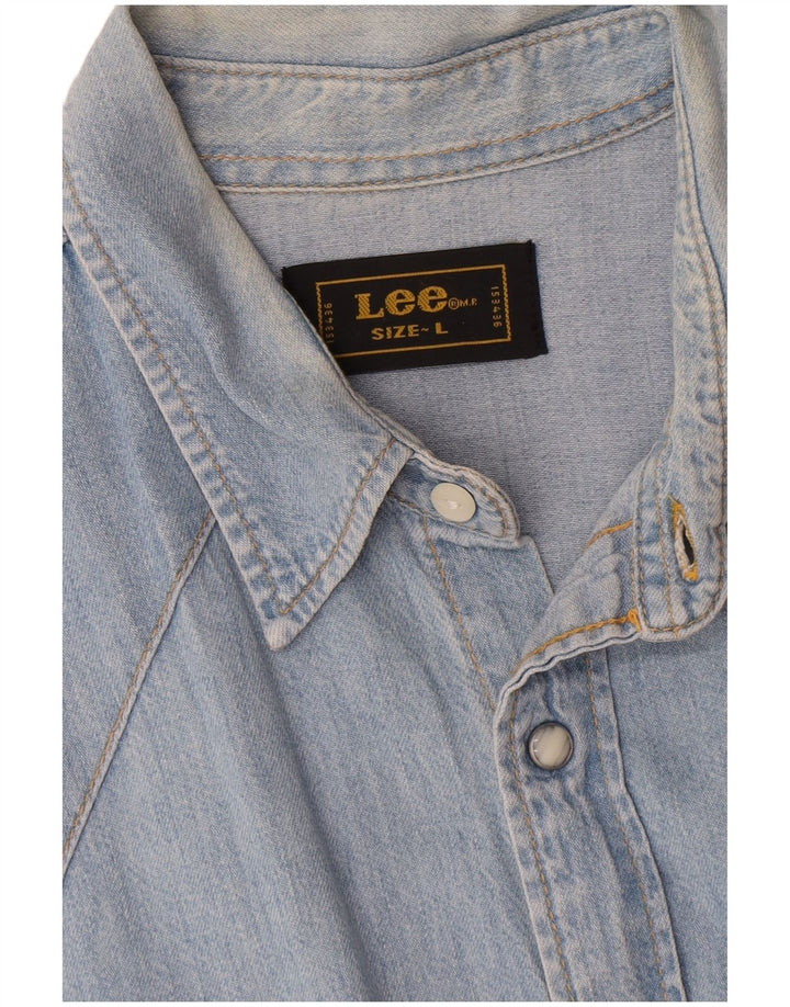 Lee Camisa Vaquera Para Hombre Algodón Azul Grande