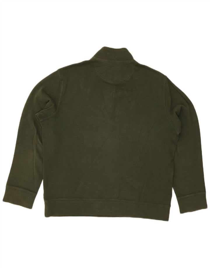 Lands End - Jersey para hombre con cuello y cremallera, algodón verde grande