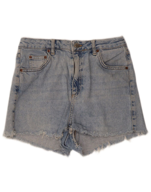 Topshop Pantalones cortos vaqueros desgastados Mom para mujer UK 10 Small W28 Algodón azul