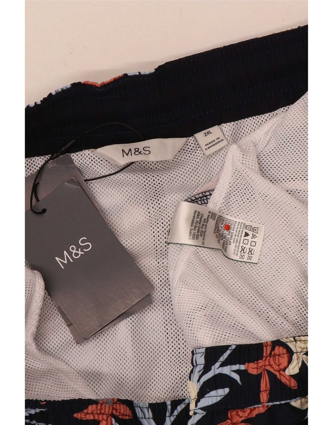 Marks & Spencer - Bañador para hombre, talla 2XL, poliéster floral negro