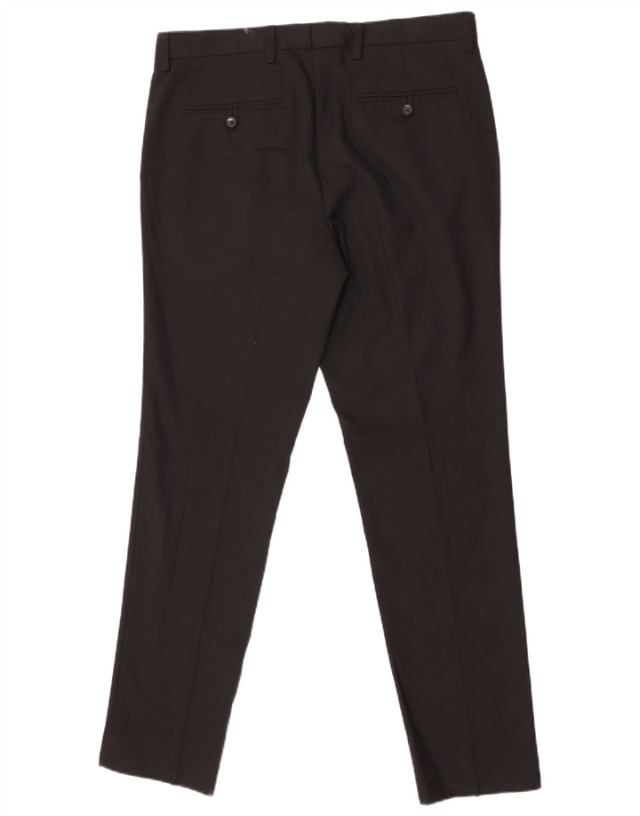 Marks & Spencer Pantalón de traje ajustado para hombre W34 L31 Poliéster negro