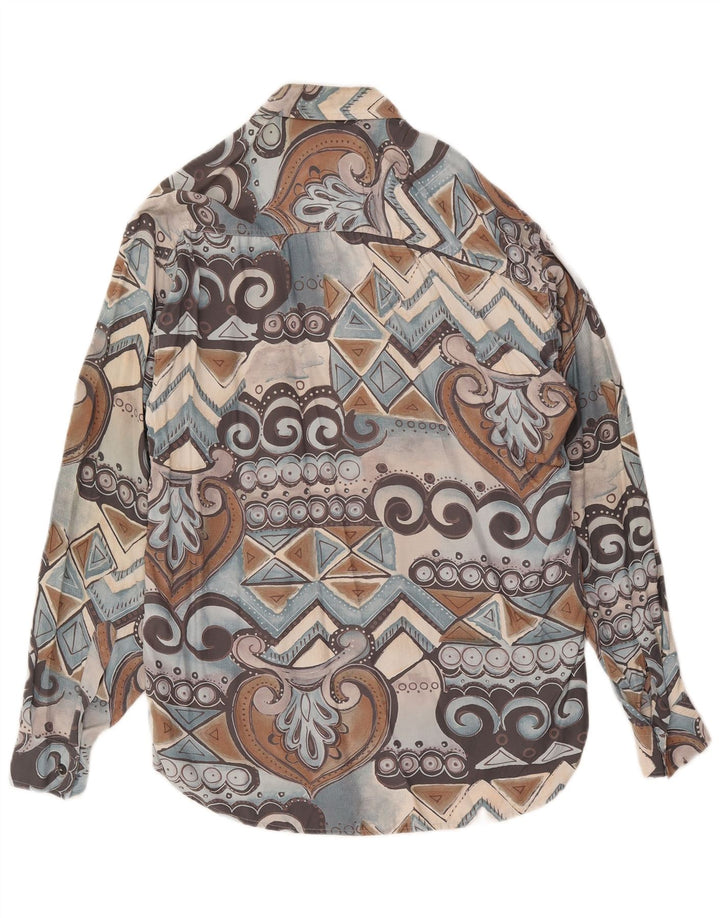 Camisa vintage para hombre mediana multicolor geométrica