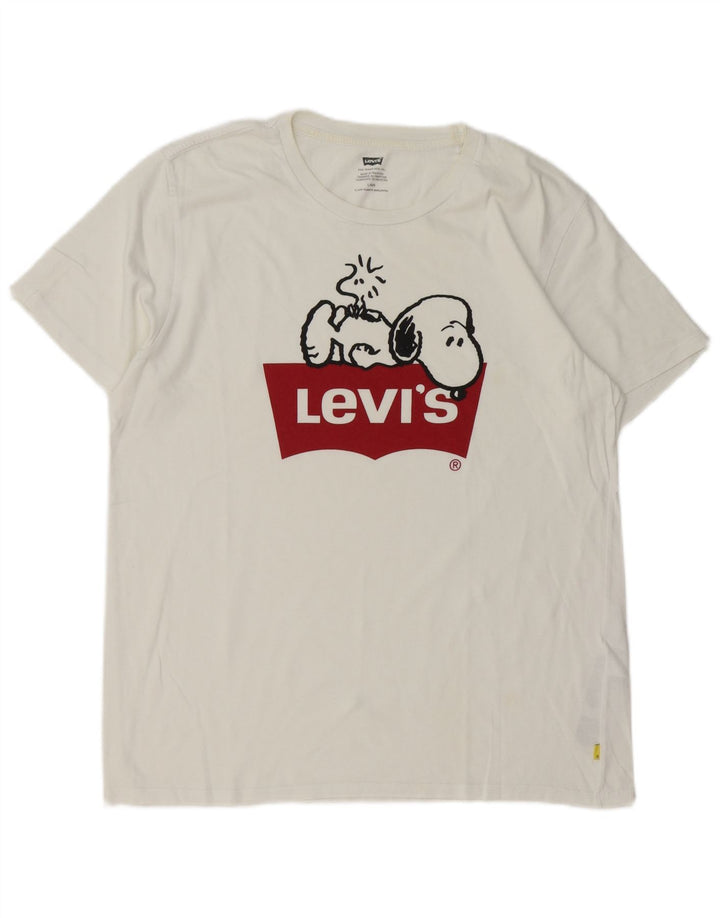 Levi's Hombre Peanuts Graphic Camiseta Top Grande Algodón Blanco