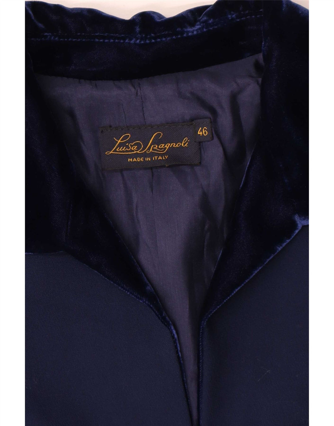 Luisa Spagnoli Chaqueta Blazer de 3 Botones para Mujer IT 46 Grande Lana Azul Marino