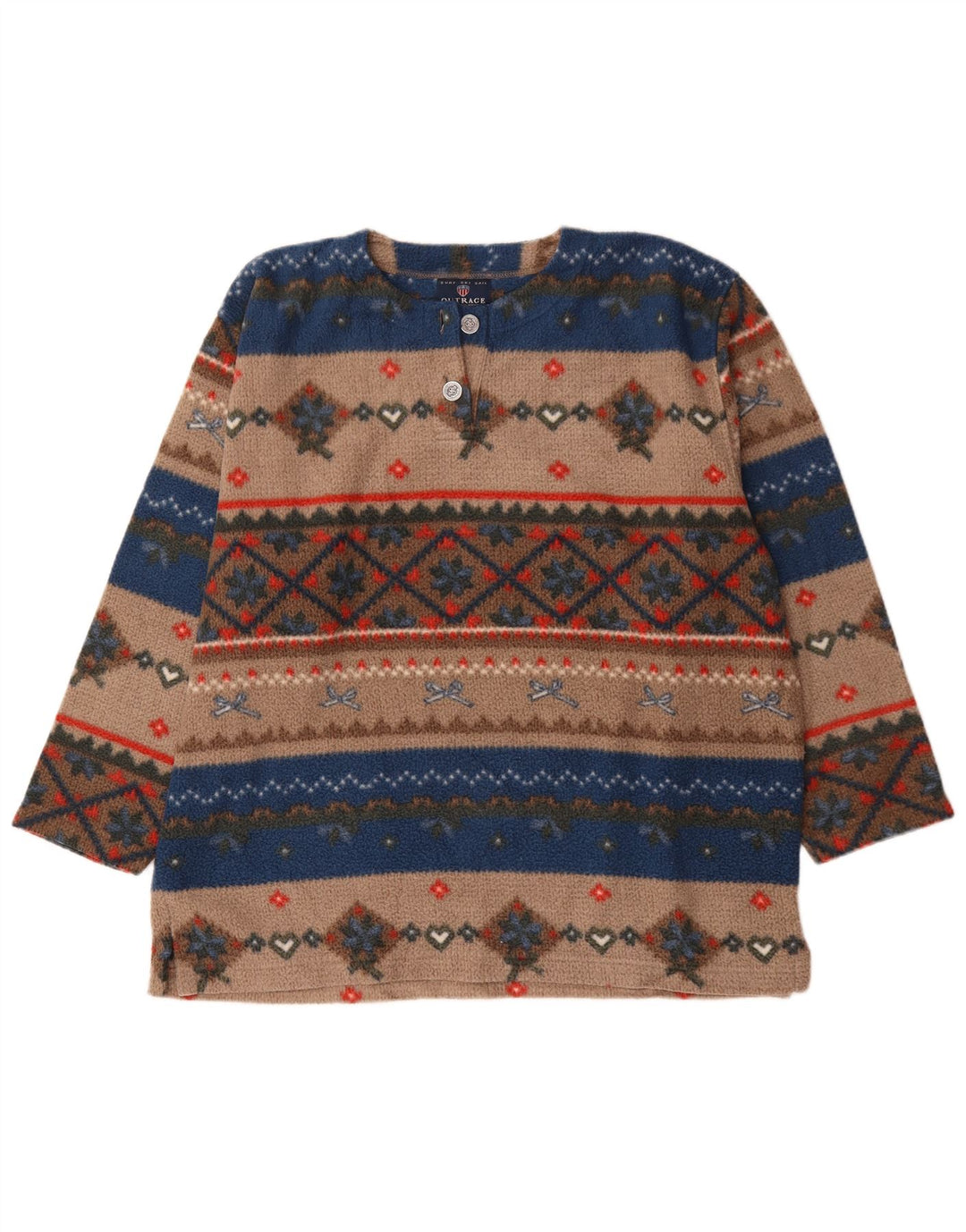 Vintage hombres polar jumper grande multicolor Fair Isle poliéster