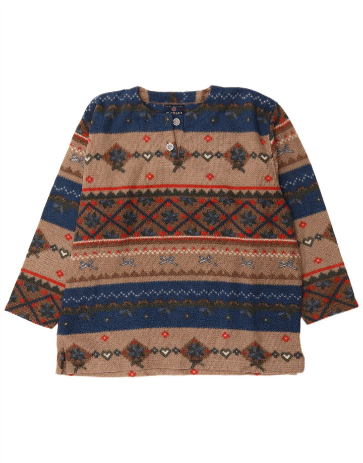 Vintage hombres polar jumper grande multicolor Fair Isle poliéster
