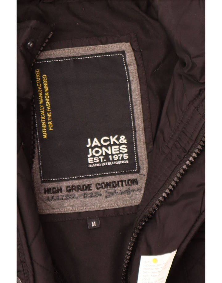 Jack & Jones Chaqueta acolchada militar para hombre UK 38 Medium Black Nylon