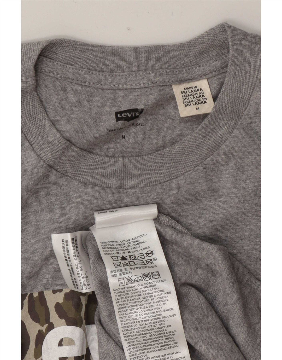 Levi's Hombre Camiseta Gráfica Top Algodón Gris Medio