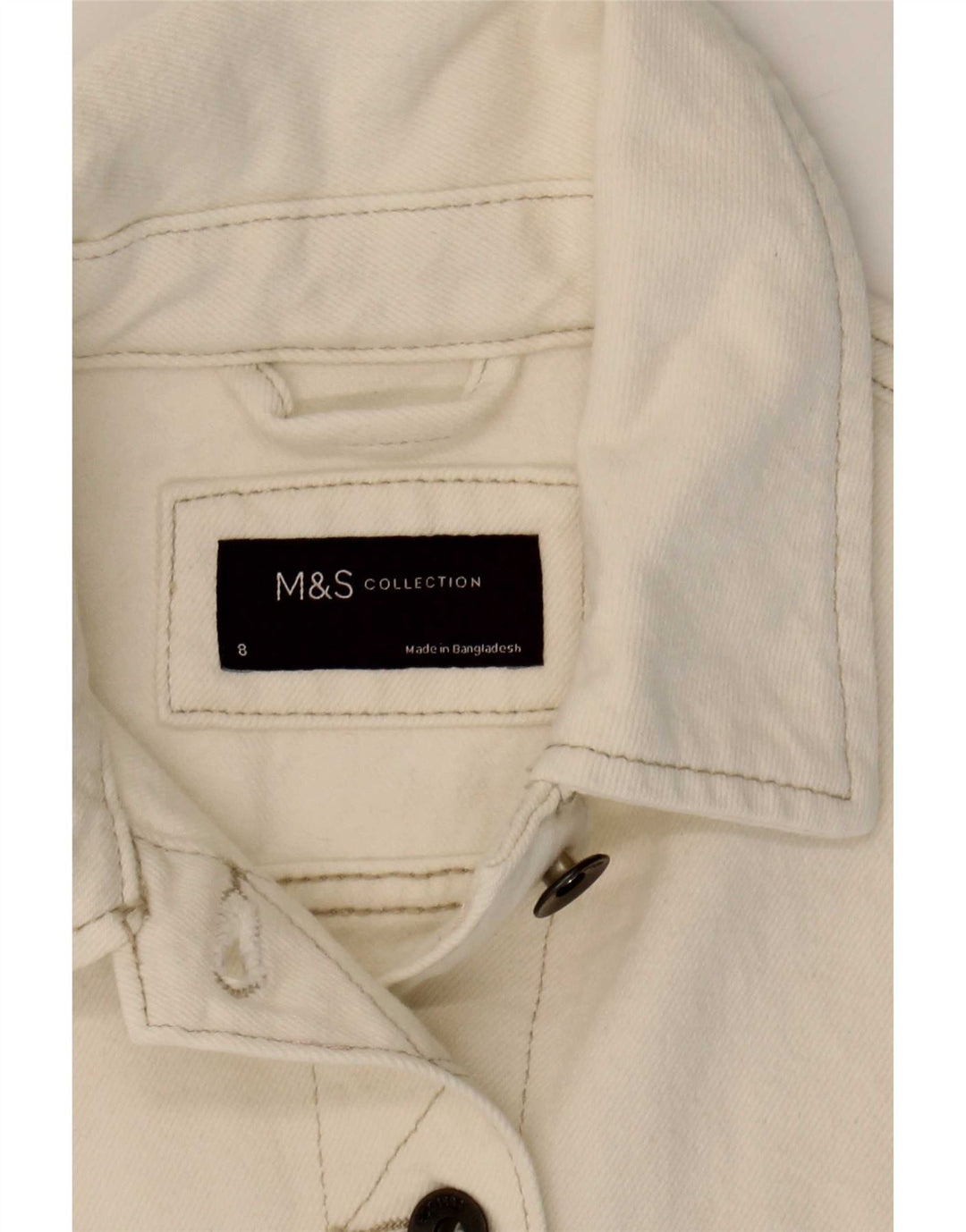 Marks & Spencer Chaqueta Vaquera para Mujer UK 8 Small Algodón Blanco