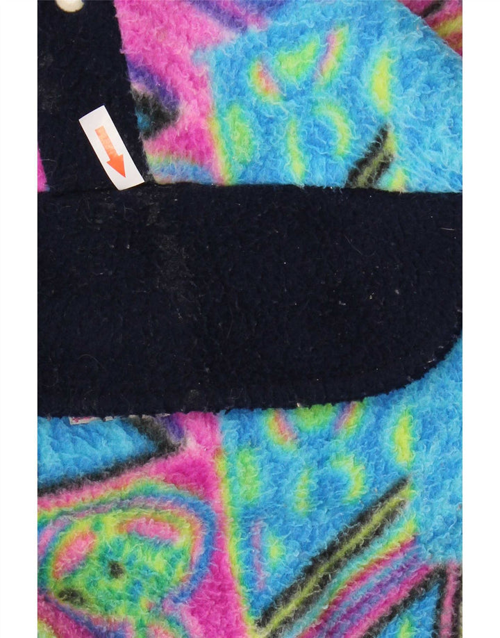 Vintage hombres Anorak Fleece Jumper grande multicolor geométrico poliamida