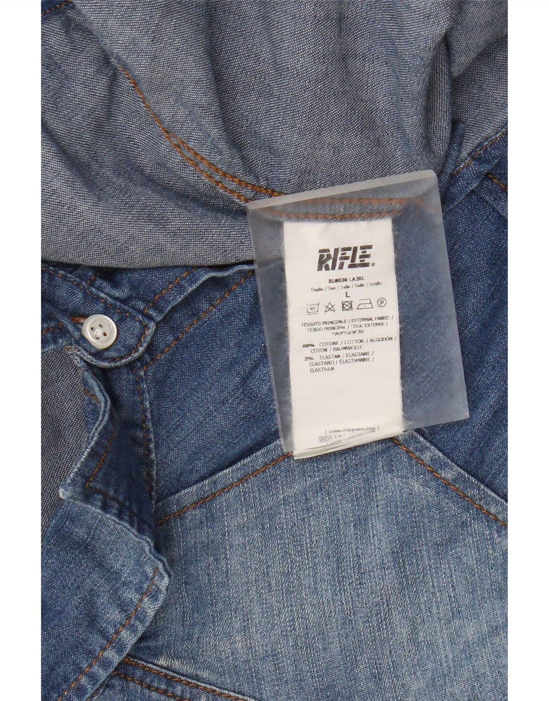 Rifle Camisa vaquera para hombre Algodón azul grande