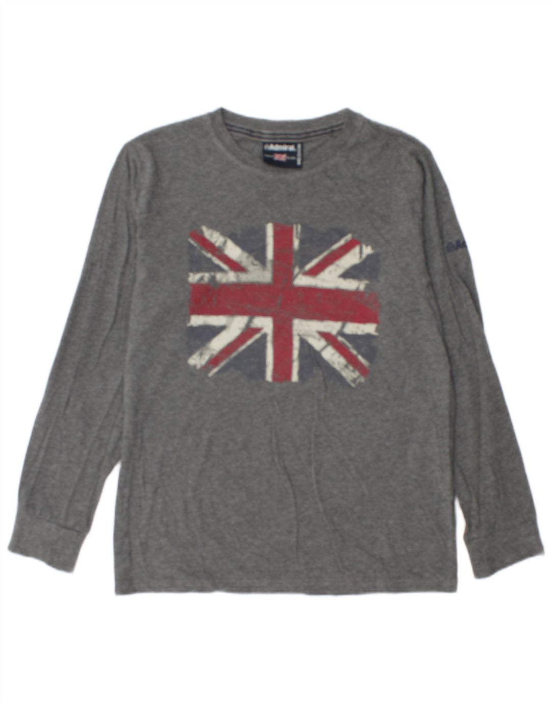 Admiral Top gráfico para hombre de manga larga de algodón moteado gris medio