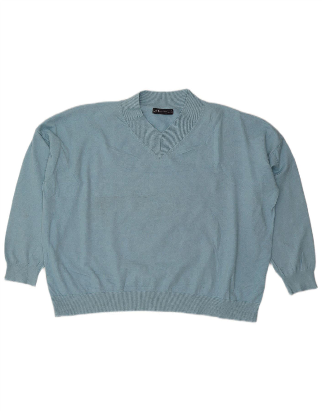 Marks & Spencer Jersey extragrande con cuello en V para mujer UK 40 XL Azul