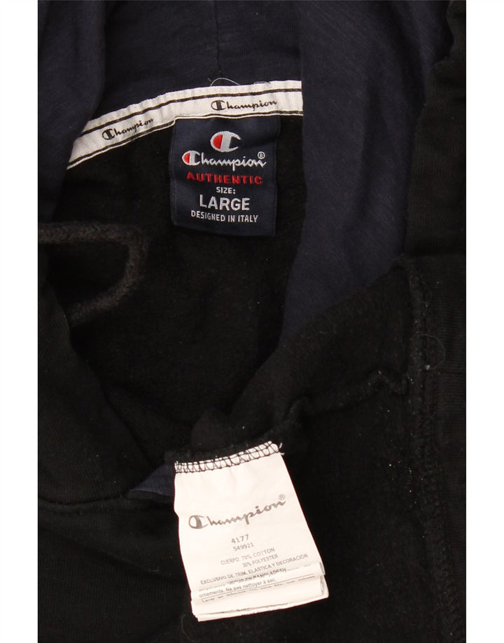 CHAMPION Sudadera con capucha gráfica para hombre Jersey grande de algodón negro