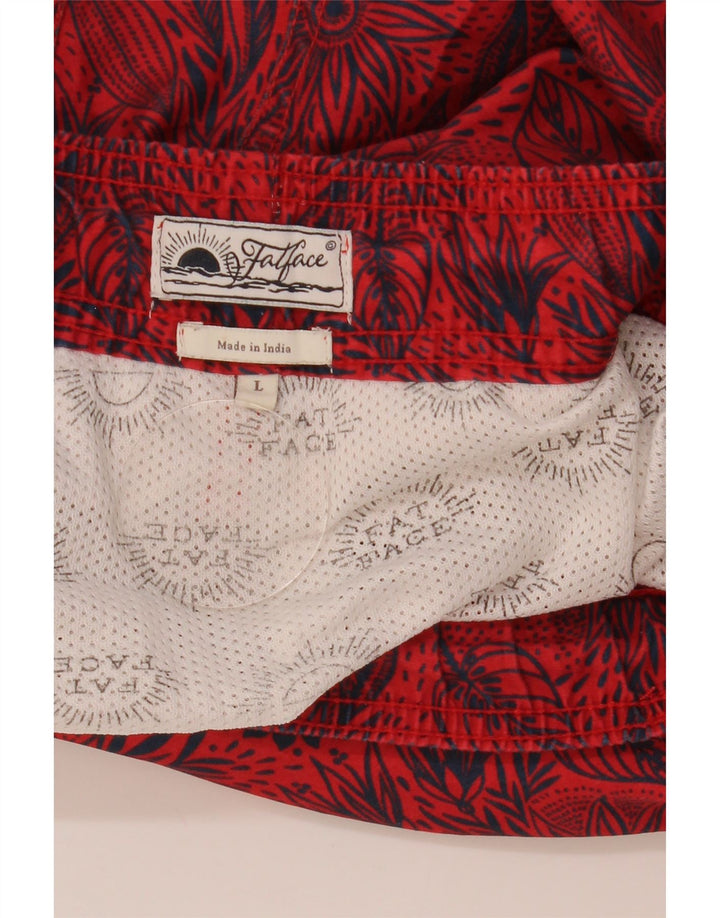 FAT FACE Bañador para hombre con estampado floral rojo grande