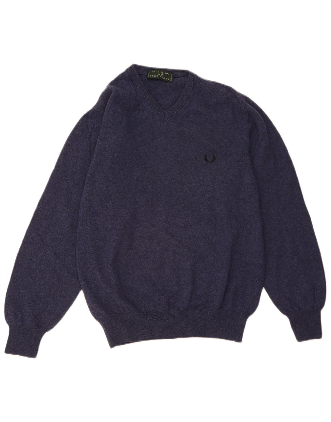 FRED PERRY Jersey con cuello en V para hombre de lana azul marino medio